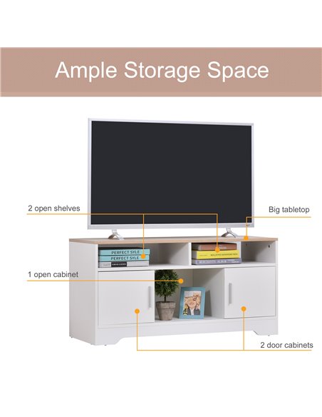 Homcom 1050mm Boxy TV Stand, with Wood-Effect Table Top - pic 17339 | FastDaddyshop