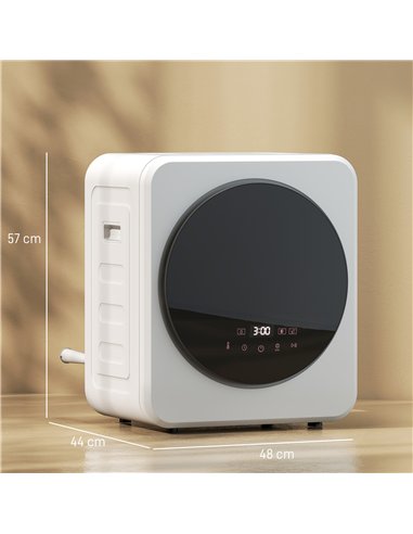 HOMCOM 4kg Vented Tumble Dryer, 800W Compact Freestanding Front Tumble Dryer with Stainless Steel Tub and Customisable Timer, Wa