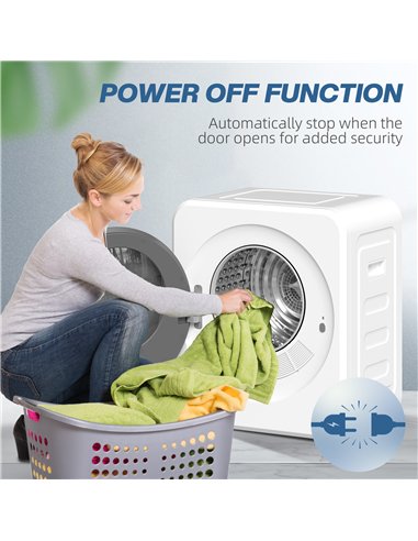 HOMCOM 4kg Vented Tumble Dryer, 800W Compact Freestanding Front Tumble Dryer with Stainless Steel Tub and Customisable Timer, Wa