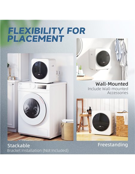 HOMCOM 4kg Vented Tumble Dryer, 800W Compact Freestanding Front Tumble Dryer with Stainless Steel Tub and Customisable Timer, Wa - pic 173398 | FastDaddyshop