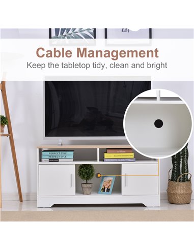 Homcom 1050mm Boxy TV Stand, with Wood-Effect Table Top