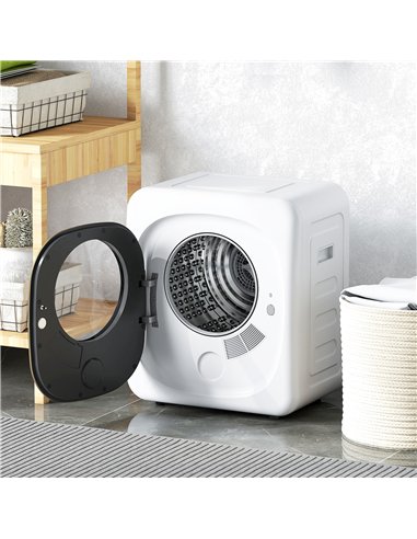 HOMCOM 4kg Vented Tumble Dryer, 800W Compact Freestanding Front Tumble Dryer with 5 Drying Mode, Smart Sensor, Timer and Stainle
