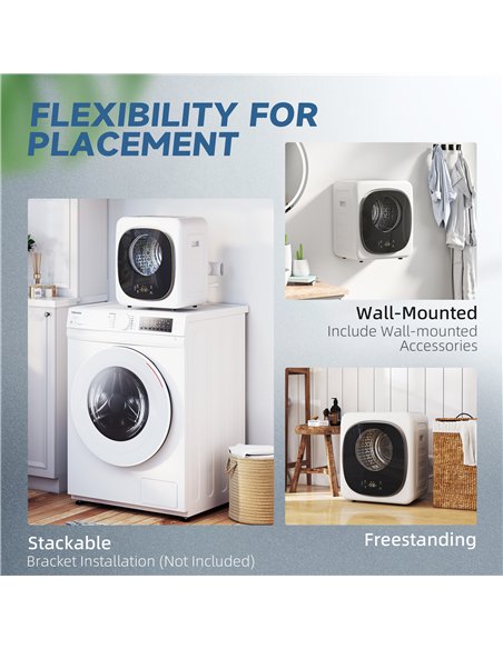 HOMCOM 4kg Vented Tumble Dryer, 800W Compact Freestanding Front Tumble Dryer with 5 Drying Mode, Smart Sensor, Timer and Stainle - pic 173407 | FastDaddyshop