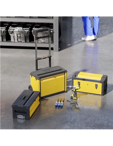 HOMCOM 3-in-1 Stackable Rolling Tool Box - Yellow