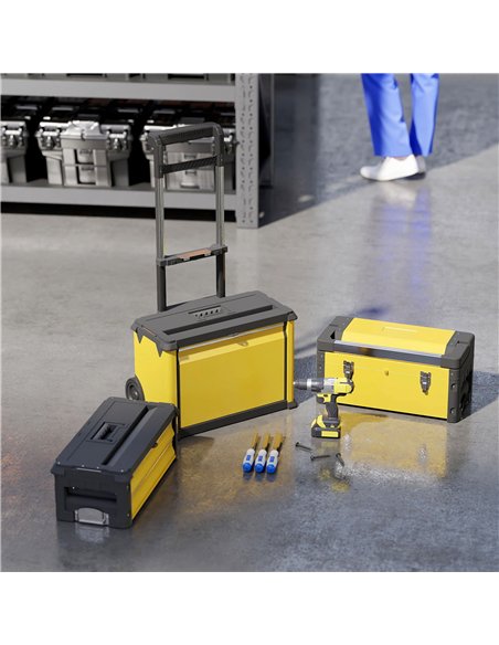 HOMCOM 3-in-1 Stackable Rolling Tool Box - Yellow - pic 173416 | FastDaddyshop