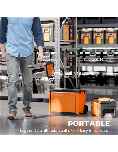 HOMCOM 3-in-1 Stackable Rolling Tool Box - Orange