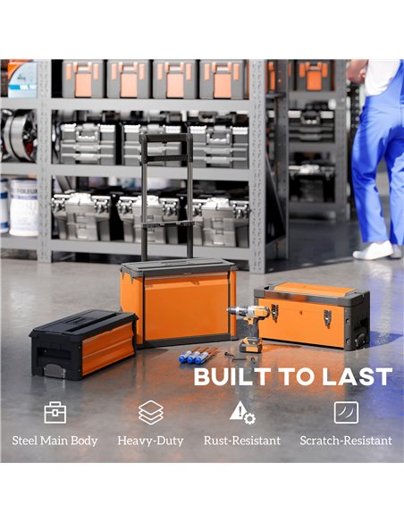 HOMCOM 3-in-1 Stackable Rolling Tool Box - Orange - pic 173424 | FastDaddyshop