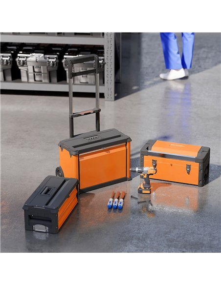 HOMCOM 3-in-1 Stackable Rolling Tool Box - Orange - pic 173425 | FastDaddyshop