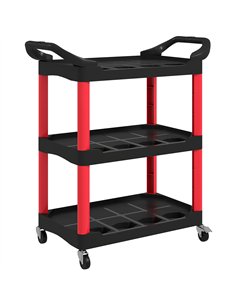 HOMCOM 3-Tier Rolling Tool Cart, Tool Trolley on Wheels, Plastic Mobile Service Utility Cart with Handles for Garage, Mechanics 