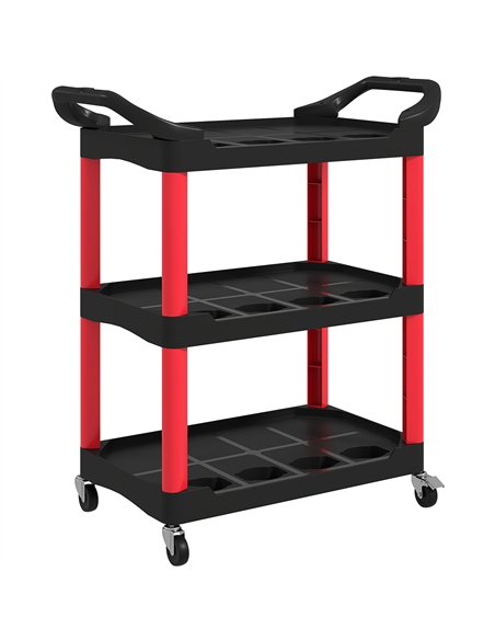 HOMCOM 3-Tier Rolling Tool Cart, Tool Trolley on Wheels, Plastic Mobile Service Utility Cart with Handles for Garage, Mechanics  - pic 173427 | FastDaddyshop