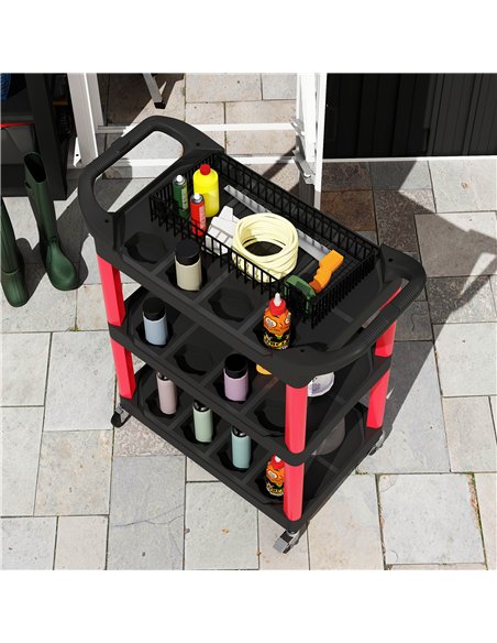 HOMCOM 3-Tier Rolling Tool Cart, Tool Trolley on Wheels, Plastic Mobile Service Utility Cart with Handles for Garage, Mechanics  - pic 173435 | FastDaddyshop