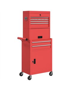 HOMCOM Three-Part Steel Locking Tool Chest - Red