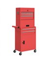 HOMCOM Three-Part Steel Locking Tool Chest - Red