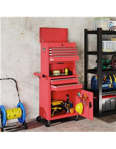 HOMCOM Three-Part Steel Locking Tool Chest - Red 2