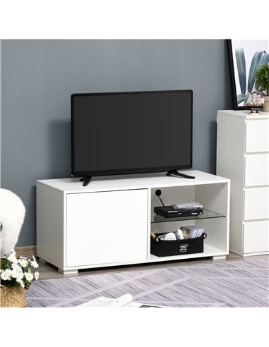 Homcom 1000mm High Gloss Boxy TV Cabinet with Storage, White