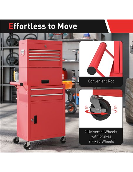 HOMCOM Three-Part Steel Locking Tool Chest - Red - pic 173441 | FastDaddyshop