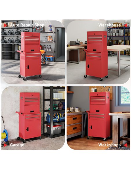 HOMCOM Three-Part Steel Locking Tool Chest - Red - pic 173444 | FastDaddyshop