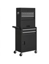 HOMCOM Three-Part Steel Locking Tool Chest - Black