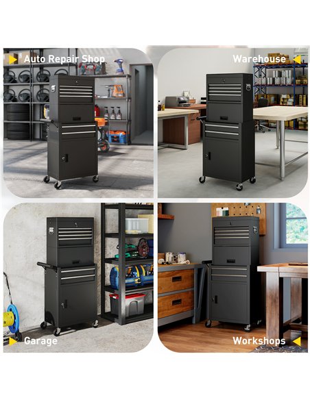 HOMCOM Three-Part Steel Locking Tool Chest - Black - pic 173453 | FastDaddyshop
