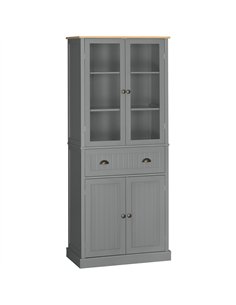 HOMCOM 180cm Tall Kitchen Pantry Cupboard, Freestanding Storage Cabinet with 5 Tier, Adjustable Shelves,  Drawer, Grey