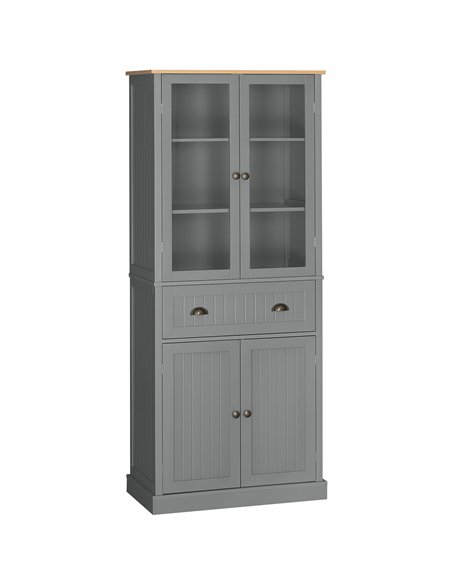 HOMCOM 180cm Tall Kitchen Pantry Cupboard, Freestanding Storage Cabinet with 5 Tier, Adjustable Shelves,  Drawer, Grey - pic 173454 | FastDaddyshop