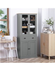 HOMCOM 180cm Tall Kitchen Pantry Cupboard, Freestanding Storage Cabinet with 5 Tier, Adjustable Shelves,  Drawer, Grey 2