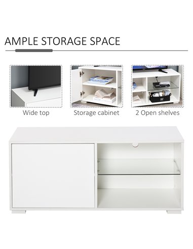 Homcom 1000mm High Gloss Boxy TV Cabinet with Storage, White