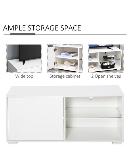 Homcom 1000mm High Gloss Boxy TV Cabinet with Storage, White - pic 17346 | FastDaddyshop