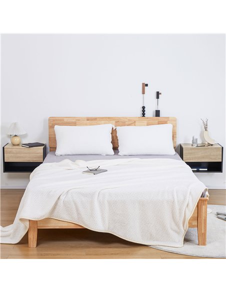 HOMCOM Floating Bedside Table Set of 2, Wall Mounted Bedside Cabinet with Drawer and Open Shelf, Modern Nightstand for Bedroom,  - pic 173468 | FastDaddyshop