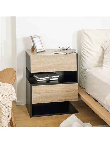 HOMCOM Floating Bedside Table Set of 2, Wall Mounted Bedside Cabinet with Drawer and Open Shelf, Modern Nightstand for Bedroom,  - pic 173469 | FastDaddyshop