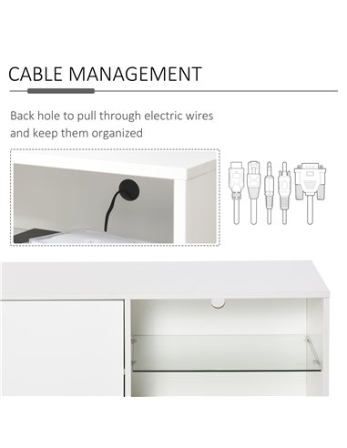 Homcom 1000mm High Gloss Boxy TV Cabinet with Storage, White
