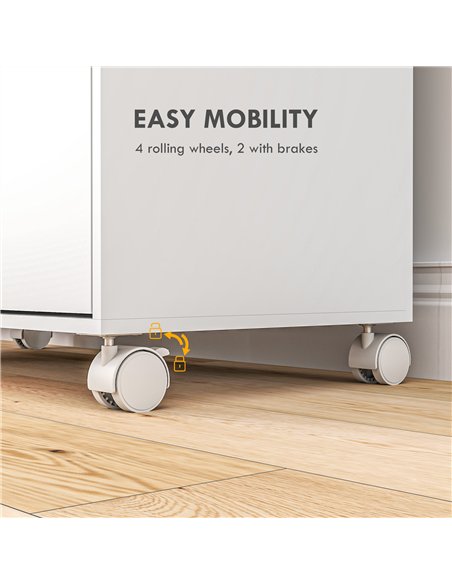 HOMCOM Rolling Ironing Board Cabinet, Foldable Ironing Station with Storage, Wheels for Home, Laundry Room, White - pic 173478 | FastDaddyshop