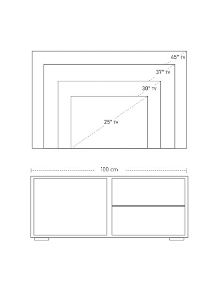 Homcom 1000mm High Gloss Boxy TV Cabinet with Storage, White - pic 17348 | FastDaddyshop