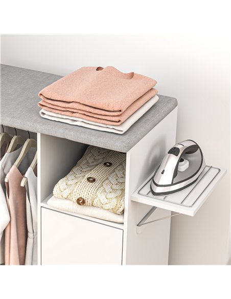 HOMCOM Rolling Ironing Board Cabinet, Foldable Ironing Station with Storage, Wheels for Home, Laundry Room, White - pic 173480 | FastDaddyshop