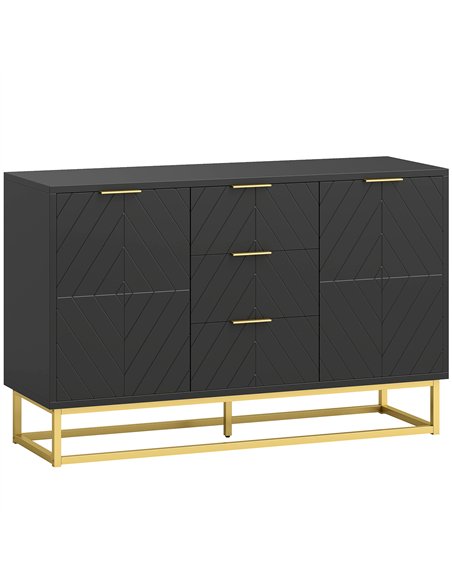 HOMCOM Sideboard with 3 Drawers and Adjustable Shelves for Living Room - Black - pic 173481 | FastDaddyshop
