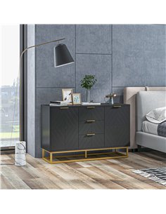 HOMCOM Sideboard with 3 Drawers and Adjustable Shelves for Living Room - Black 2