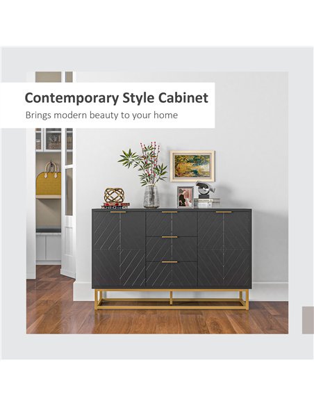 HOMCOM Sideboard with 3 Drawers and Adjustable Shelves for Living Room - Black - pic 173484 | FastDaddyshop