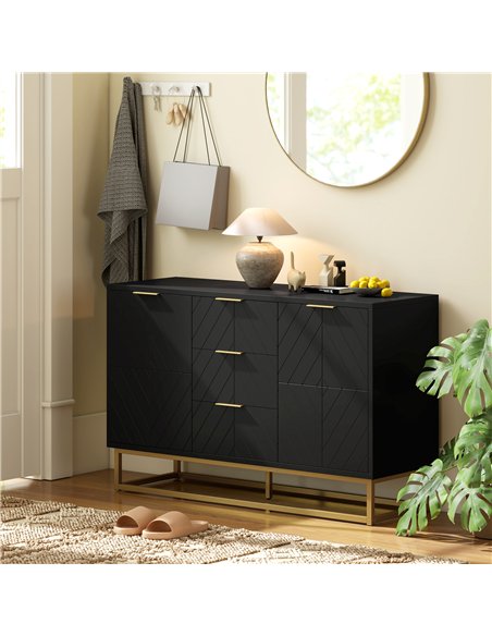 HOMCOM Sideboard with 3 Drawers and Adjustable Shelves for Living Room - Black - pic 173488 | FastDaddyshop