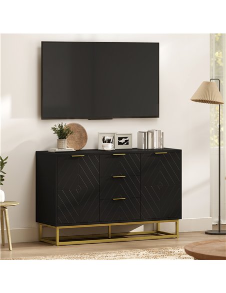 HOMCOM Sideboard with 3 Drawers and Adjustable Shelves for Living Room - Black - pic 173489 | FastDaddyshop