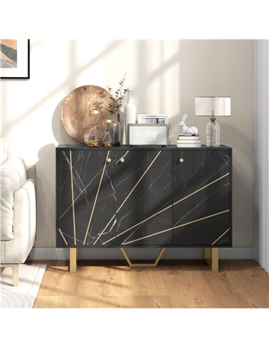 HOMCOM Sideboard Storage Cabinet, Modern Storage Cupboard with Adjustable Shelves and Metal Legs for Living Room, Kitchen, Dinin