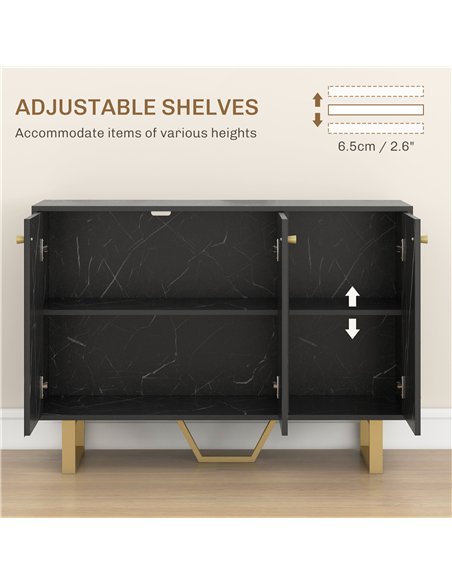 HOMCOM Sideboard Storage Cabinet, Modern Storage Cupboard with Adjustable Shelves and Metal Legs for Living Room, Kitchen, Dinin - pic 173494 | FastDaddyshop