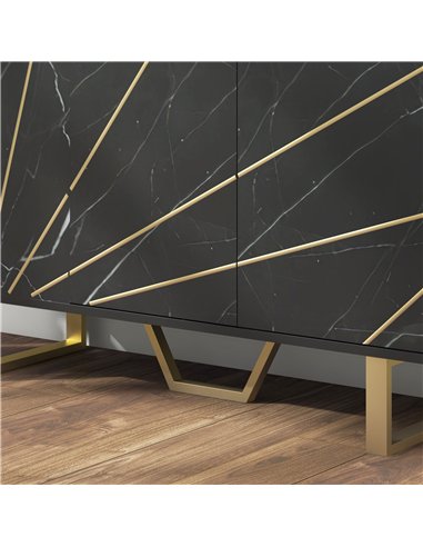 HOMCOM Sideboard Storage Cabinet, Modern Storage Cupboard with Adjustable Shelves and Metal Legs for Living Room, Kitchen, Dinin