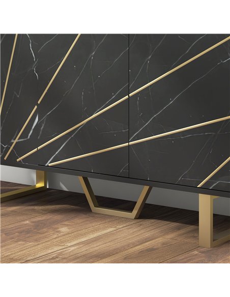 HOMCOM Sideboard Storage Cabinet, Modern Storage Cupboard with Adjustable Shelves and Metal Legs for Living Room, Kitchen, Dinin - pic 173498 | FastDaddyshop