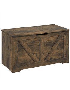 HOMCOM 100L Home Storage Box, with Safety Hinges - Rustic Brown
