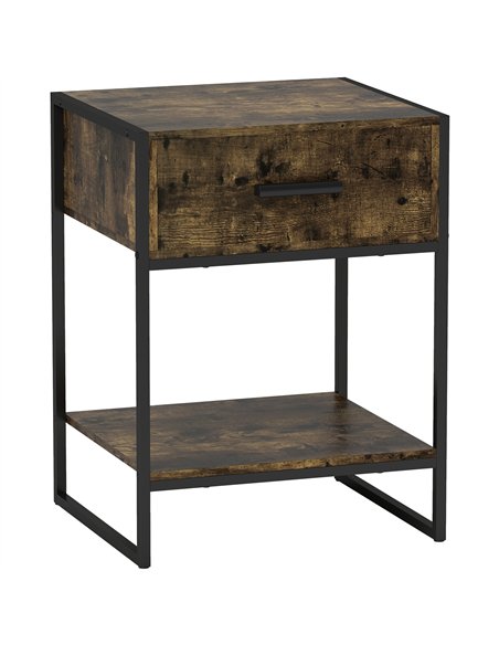HOMCOM Modern Bedside Table - Rustic Brown - pic 173526 | FastDaddyshop
