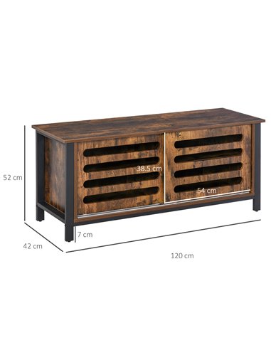 Homcom 1200mm Industrial Wood-Effect TV Stand with Storage