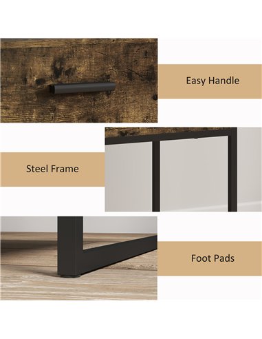 HOMCOM Modern Bedside Table - Rustic Brown