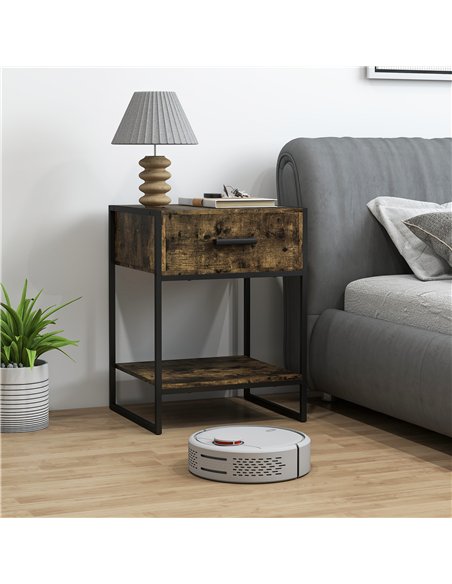 HOMCOM Modern Bedside Table - Rustic Brown - pic 173532 | FastDaddyshop