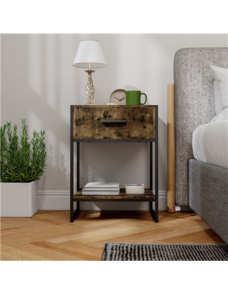 HOMCOM Modern Bedside Table - Rustic Brown - pic 173534 | FastDaddyshop