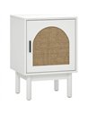 HOMCOM Rattan Bedside Table for Bedroom - White